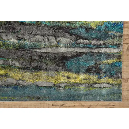 Blue Green And Taupe Stain Resistant Area Rug Photo 9