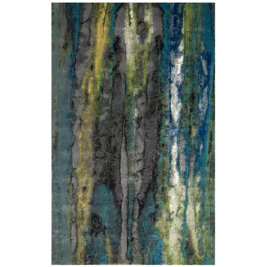 Blue Green And Taupe Stain Resistant Area Rug Photo 2