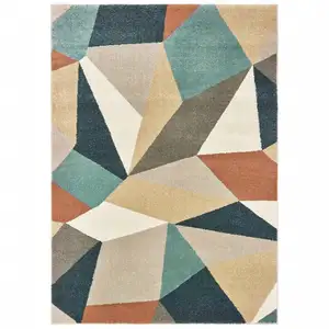 Photo of Blue Green Beige Retro Wedge Indoor Area Rug