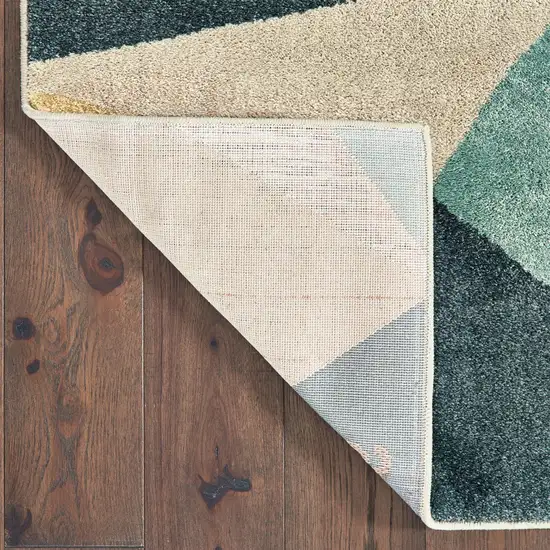 Blue Green Beige Retro Wedge Indoor Area Rug Photo 3