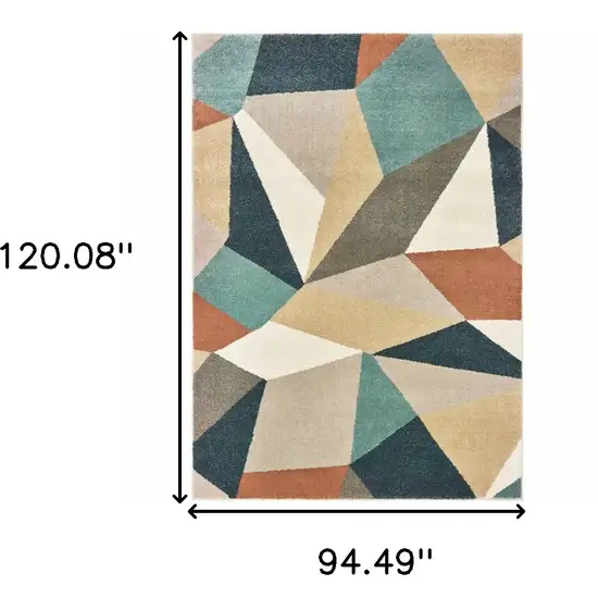 Blue Green Beige Retro Wedge Indoor Area Rug Photo 6