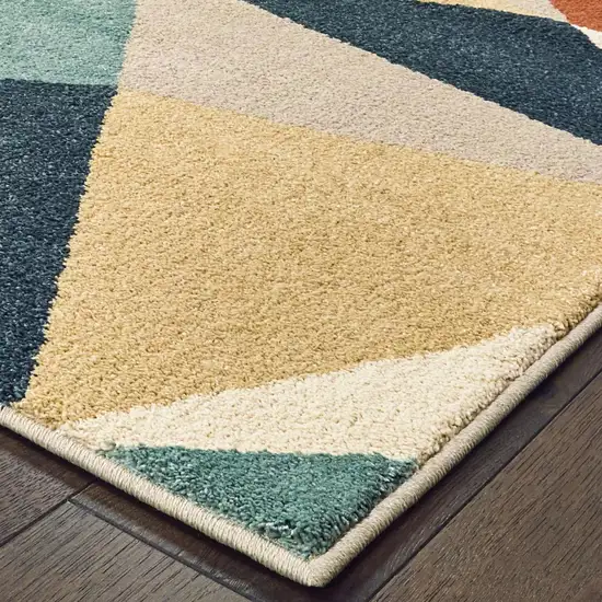 Blue Green Beige Retro Wedge Indoor Area Rug Photo 2