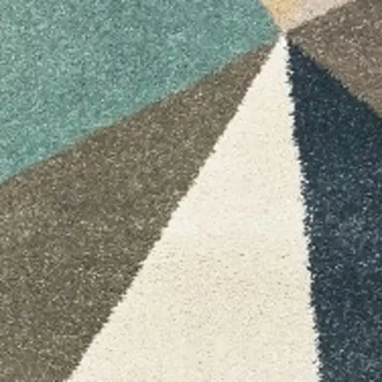 Blue Green Beige Retro Wedge Indoor Area Rug Photo 4