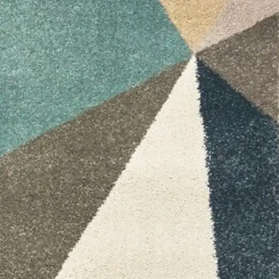 Blue Green Beige Retro Wedge Indoor Area Rug Photo 5