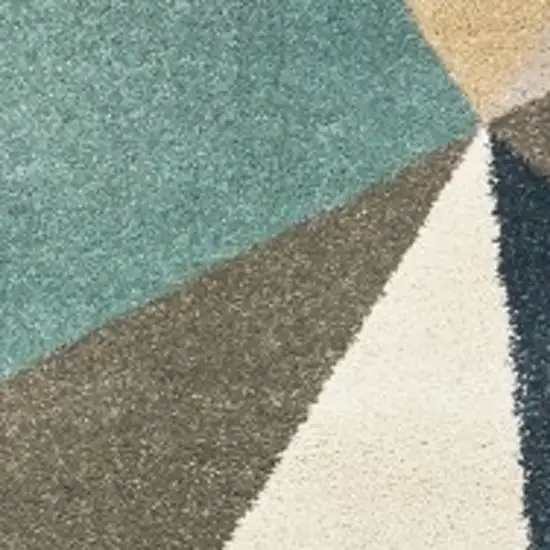 Blue Green Beige Retro Wedge Indoor Indoor Area Rug Photo 4