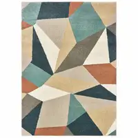 Photo of Blue Green Beige Retro Wedge Indoor Indoor Area Rug