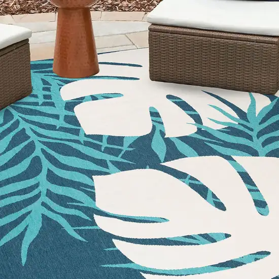 Blue Green Cream Geometric Stain Resistant Indoor Outdoor Area Rug Photo 6