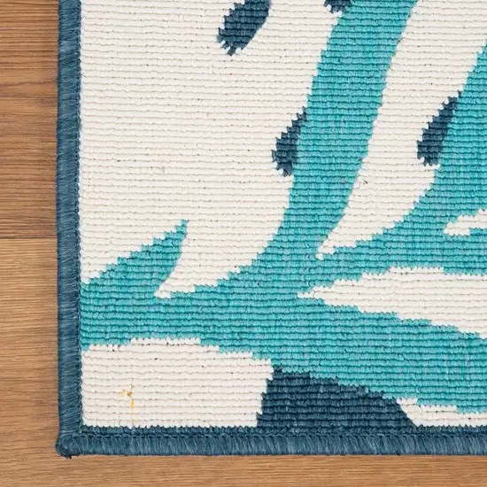 Blue Green Cream Geometric Stain Resistant Indoor Outdoor Area Rug Photo 3