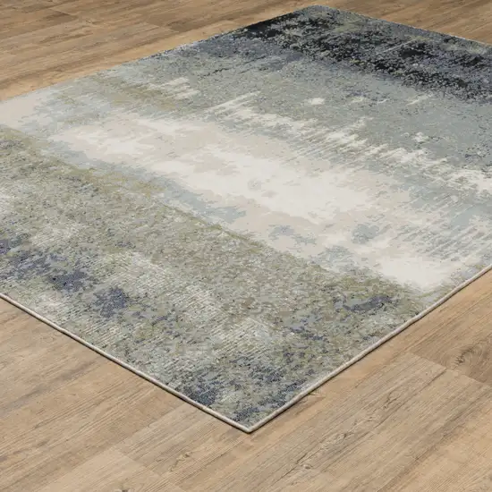 Blue Green Grey And Beige Abstract Power Loom Stain Resistant Area Rug Photo 4