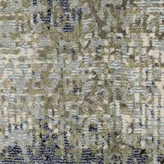 Blue Green Grey And Beige Abstract Power Loom Stain Resistant Runner Rug Photo 9