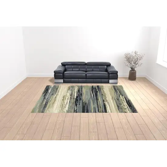 Blue Green Grey Light Blue And Beige Abstract Power Loom Stain Resistant Area Rug Photo 2