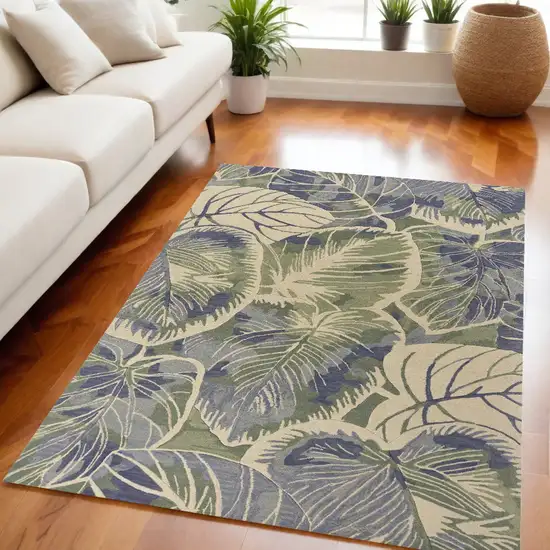 Blue Green Hand Tufted Caladium Indoor Area Rug Photo 1