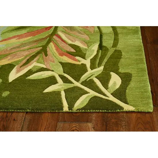 Blue Green Hand Tufted Tropical Plant Indoor Area Rug Photo 2