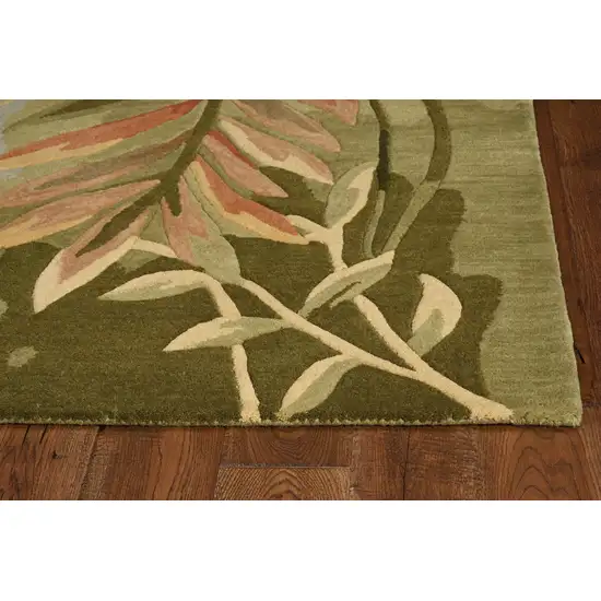 Blue Green Hand Tufted Tropical Plant Indoor Area Rug Photo 4