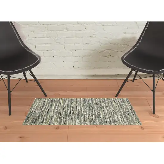 Blue Green Light Blue Grey And Ivory Abstract Power Loom Stain Resistant Area Rug Photo 2