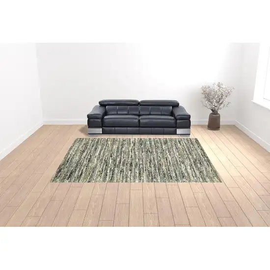 Blue Green Light Blue Grey And Ivory Abstract Power Loom Stain Resistant Area Rug Photo 2