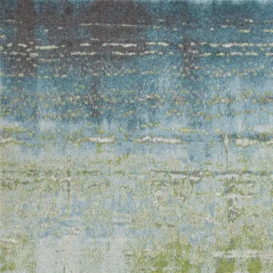 Blue Green Machine Woven Abstract Brushstroke Indoor Area Rug Photo 3