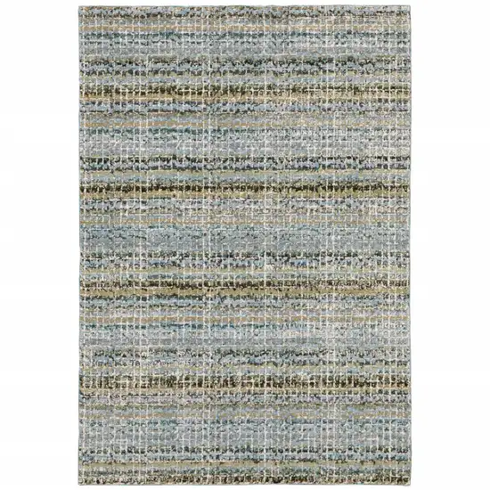 Blue Green Teal And Grey Abstract Power Loom Stain Resistant Area Rug Photo 1