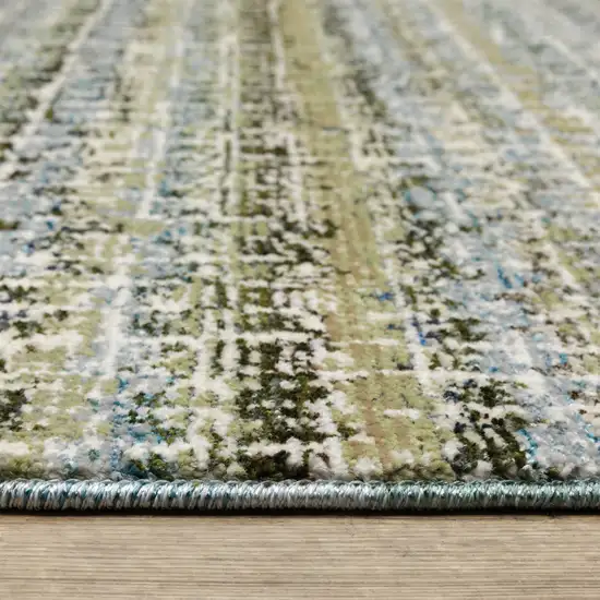 Blue Green Teal And Grey Abstract Power Loom Stain Resistant Area Rug Photo 6