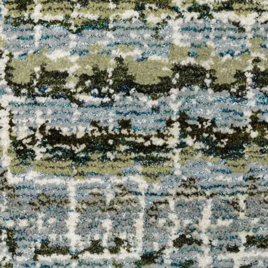 Blue and Ivory Abstract Power Loom Area Rug Photo 4