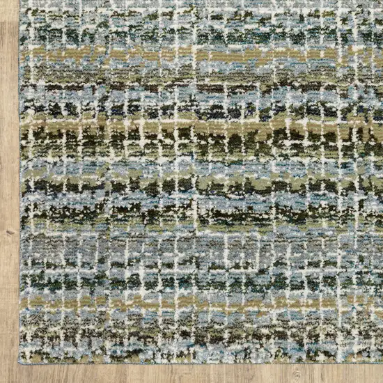 Blue Green Teal And Grey Abstract Power Loom Stain Resistant Area Rug Photo 2