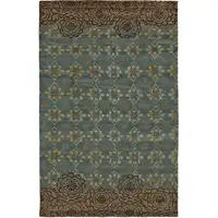 Photo of Blue Green and Brown Floral Hand Knotted Area Rug