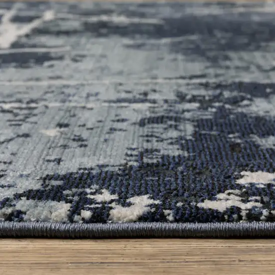 Blue Grey And Beige Abstract Power Loom Stain Resistant Area Rug Photo 9