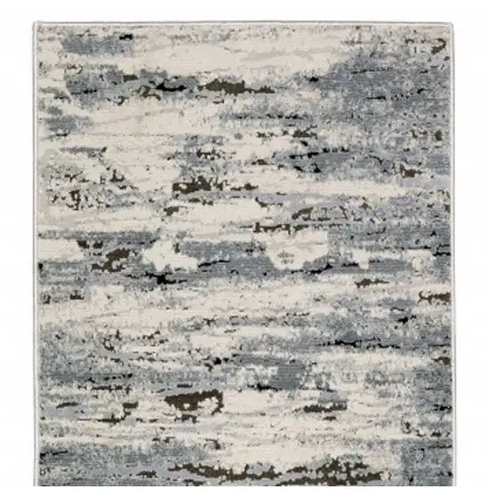 Blue Grey Beige And Brown Abstract Power Loom Stain Resistant Runner Rug Photo 11