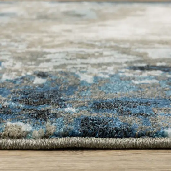 Blue Grey Charcoal And Beige Abstract Power Loom Stain Resistant Area Rug Photo 9