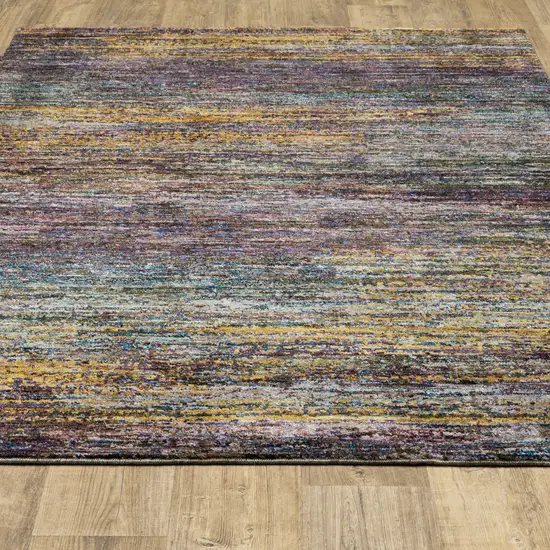 Blue Grey Gold Purple And Teal Abstract Power Loom Stain Resistant Area Rug Photo 8