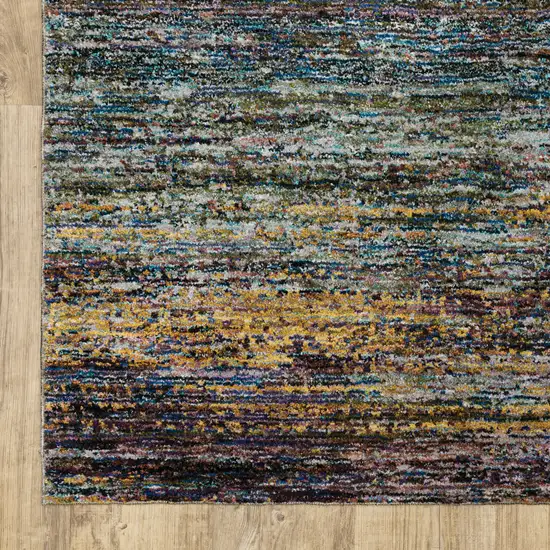 Blue Grey Gold Purple And Teal Abstract Power Loom Stain Resistant Area Rug Photo 9