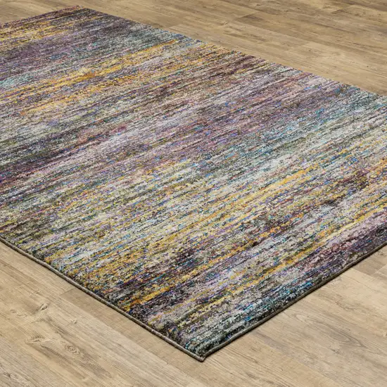 Blue Grey Gold Purple And Teal Abstract Power Loom Stain Resistant Area Rug Photo 5