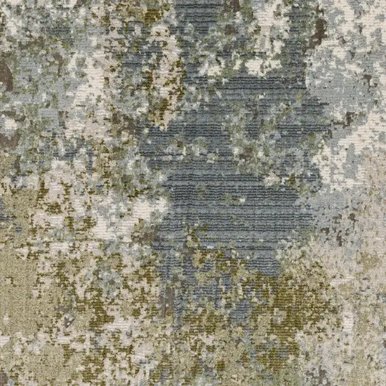 Blue Grey Green And Beige Abstract Power Loom Stain Resistant Area Rug Photo 4