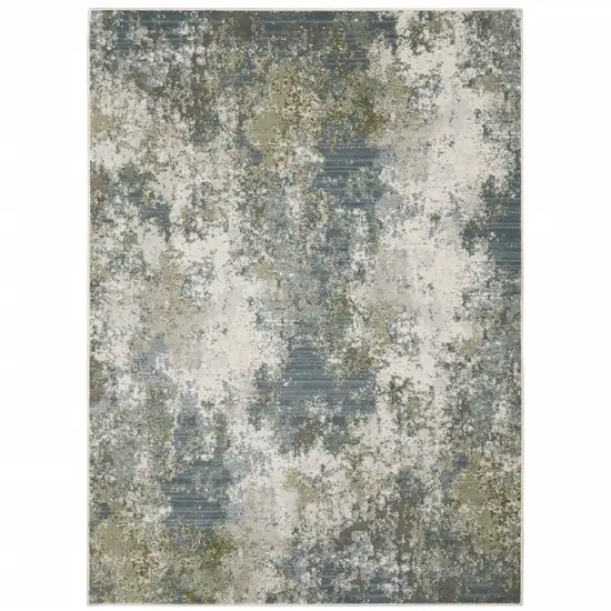 Blue Grey Green And Beige Abstract Power Loom Stain Resistant Area Rug Photo 2