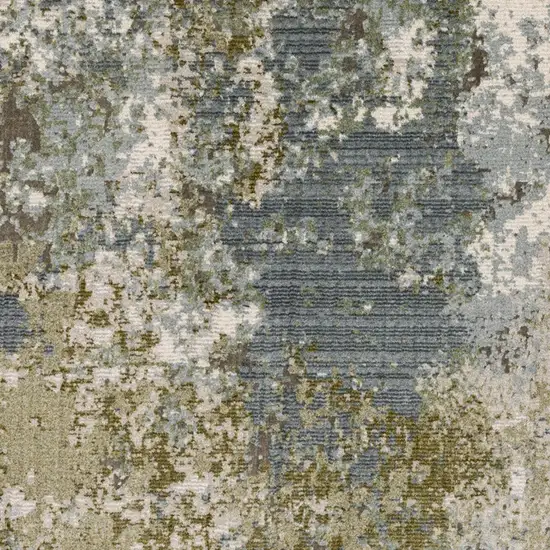 Blue Grey Green And Beige Abstract Power Loom Stain Resistant Area Rug Photo 4