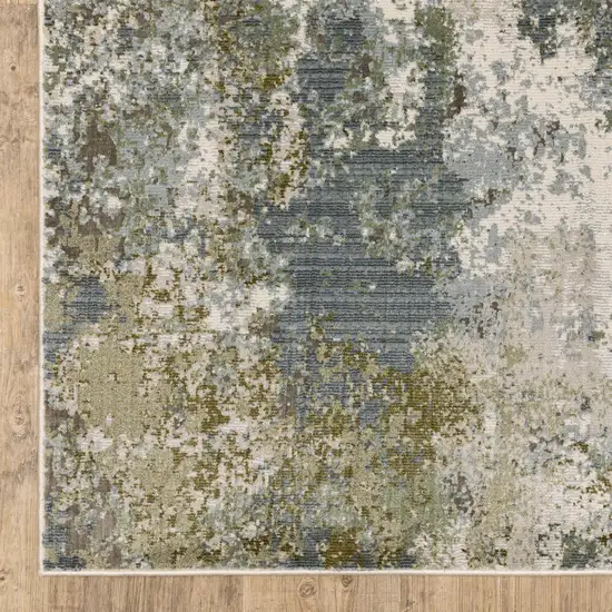 Blue Grey Green And Beige Abstract Power Loom Stain Resistant Area Rug Photo 1