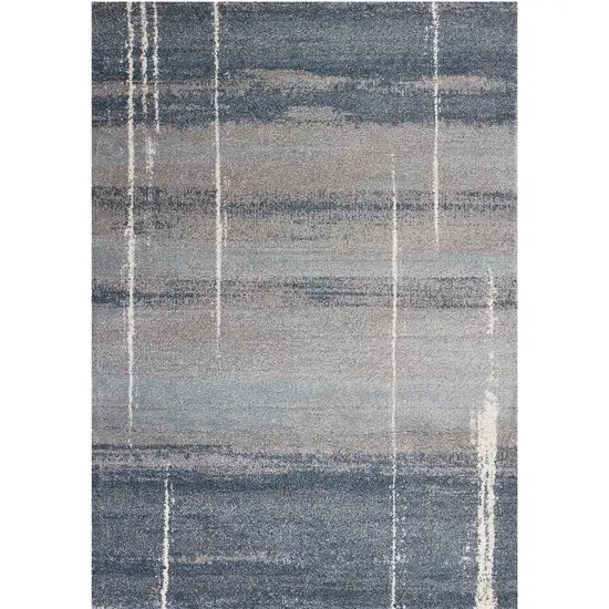 Blue Grey Machine Woven Abstract Indoor Area Rug Photo 3