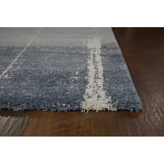 Blue Grey Machine Woven Abstract Indoor Area Rug Photo 4