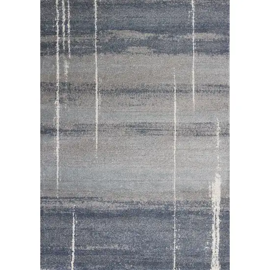 Blue Grey Machine Woven Abstract Indoor Area Rug Photo 2