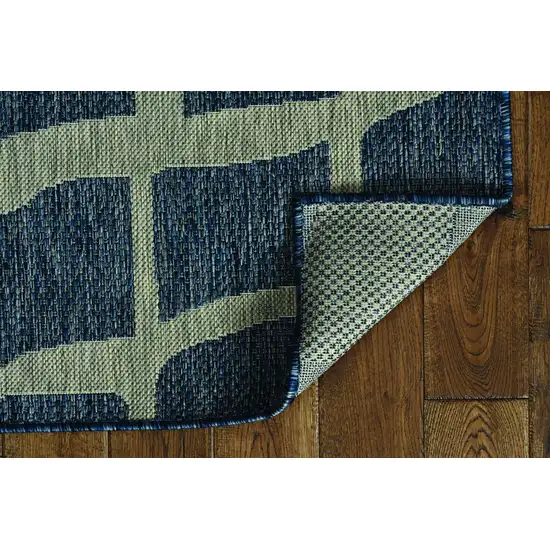 Blue Grey Machine Woven UV Treated Abstract Indoor Outdoor Accent Rug Photo 3