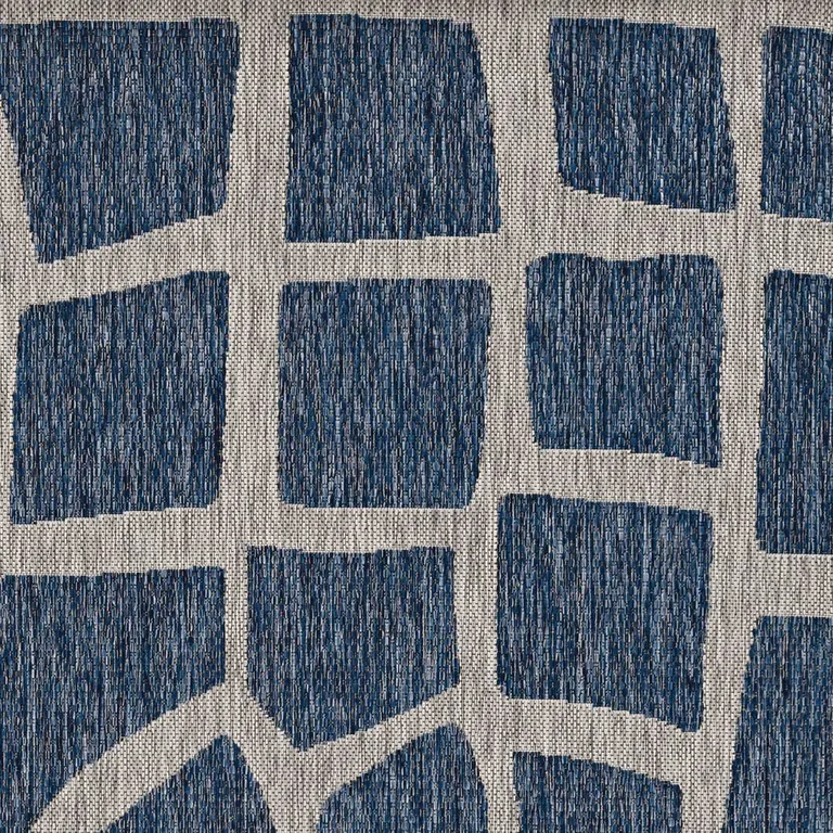 Blue Grey Machine Woven UV Treated Abstract Indoor Outdoor Accent Rug Photo 4