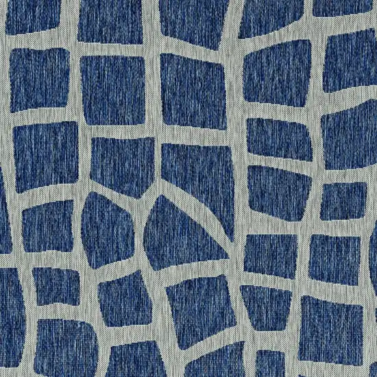 3'X4' Blue Grey Machine Woven Uv Treated Abstract Indoor Outdoor Accent Rug Photo 5