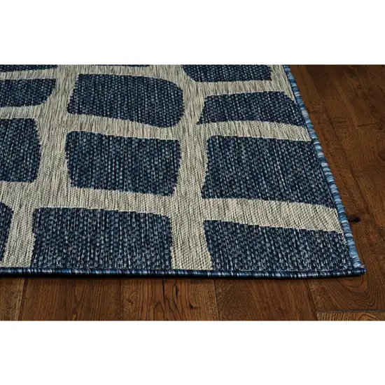 Blue Grey Machine Woven UV Treated Abstract Indoor Outdoor Area Rug Photo 5