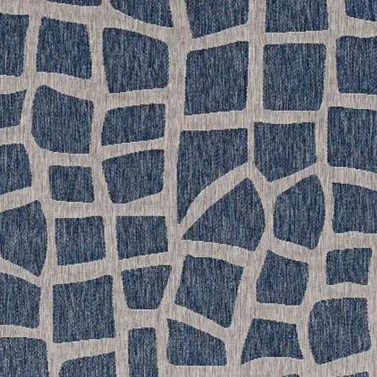 Blue Grey Machine Woven UV Treated Abstract Indoor Outdoor Area Rug Photo 7