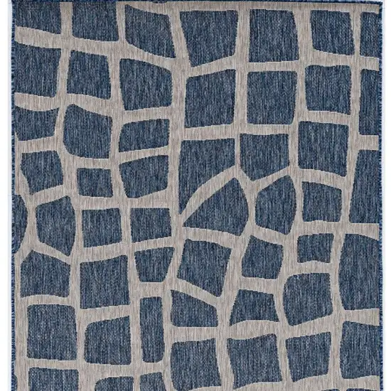 Blue Grey Machine Woven UV Treated Abstract Indoor Outdoor Area Rug Photo 3