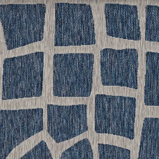 Blue Grey Machine Woven UV Treated Abstract Indoor Outdoor Area Rug Photo 2