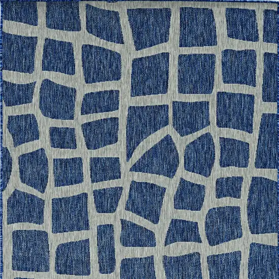 8'X11' Blue Grey Machine Woven Uv Treated Abstract Indoor Outdoor Area Rug Photo 4