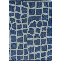 Photo of Blue Grey Machine Woven UV Treated Abstract Indoor Outdoor Area Rug