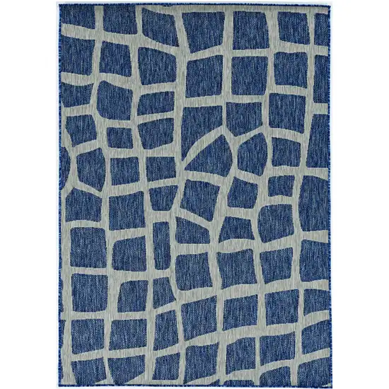 8'X11' Blue Grey Machine Woven Uv Treated Abstract Indoor Outdoor Area Rug Photo 2