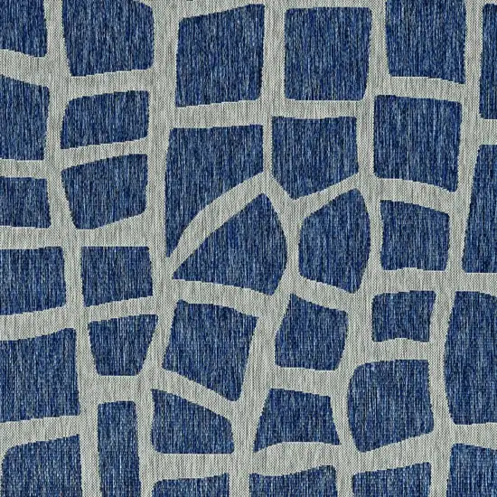 8'X11' Blue Grey Machine Woven Uv Treated Abstract Indoor Outdoor Area Rug Photo 5